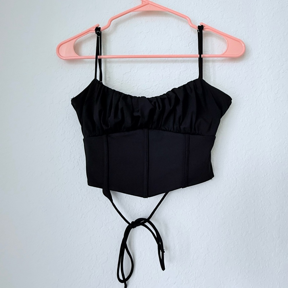 Shusha Black Corset Cropped Top